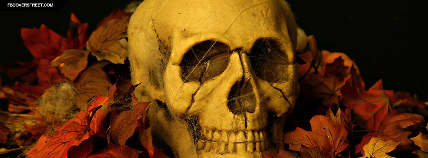Halloween Skull and Leaves Wallpaper