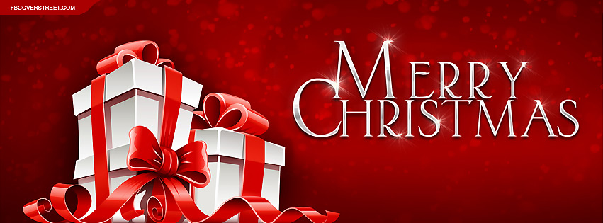 Merry Christmas Stacked Presents Facebook Cover