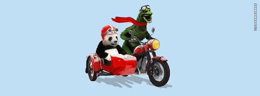 Godzilla and Panda Bear Riding  Facebook Cover